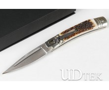 ACK Black mobster antler handle pocket knife UD405276